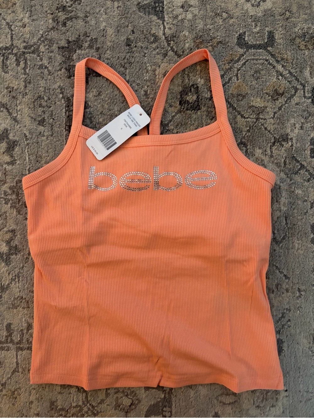 bebe Peach Ribbed Logo Tank Top - Picture 5 of 5